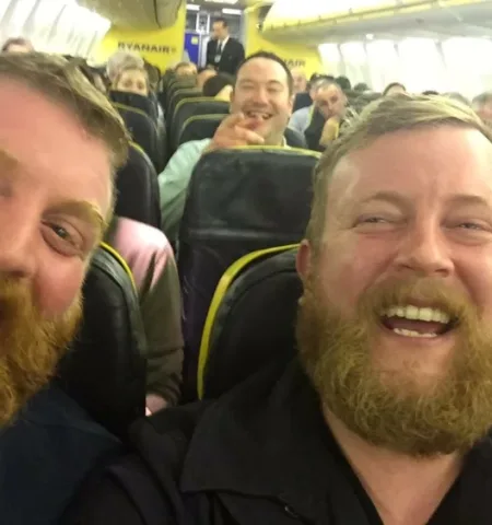 Picture Doppelganger Pair Find Themselves Seated Next to Each Other on a Ryanair Flight