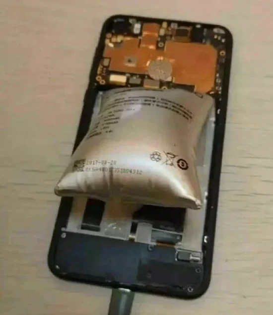 A damaged lithium battery Lithium-Ion Batteries